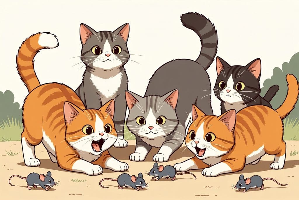 П'ять кішок і п'ять мишей